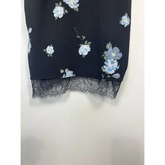 Mossimo Tank Top Women Medium Black Slip Camisole Y2K Coquette Lace Floral - Picture 4 of 9